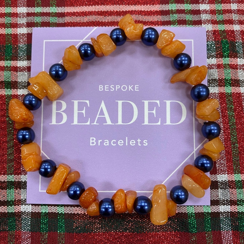 Custom made tumbled carnelian stretch bracelet